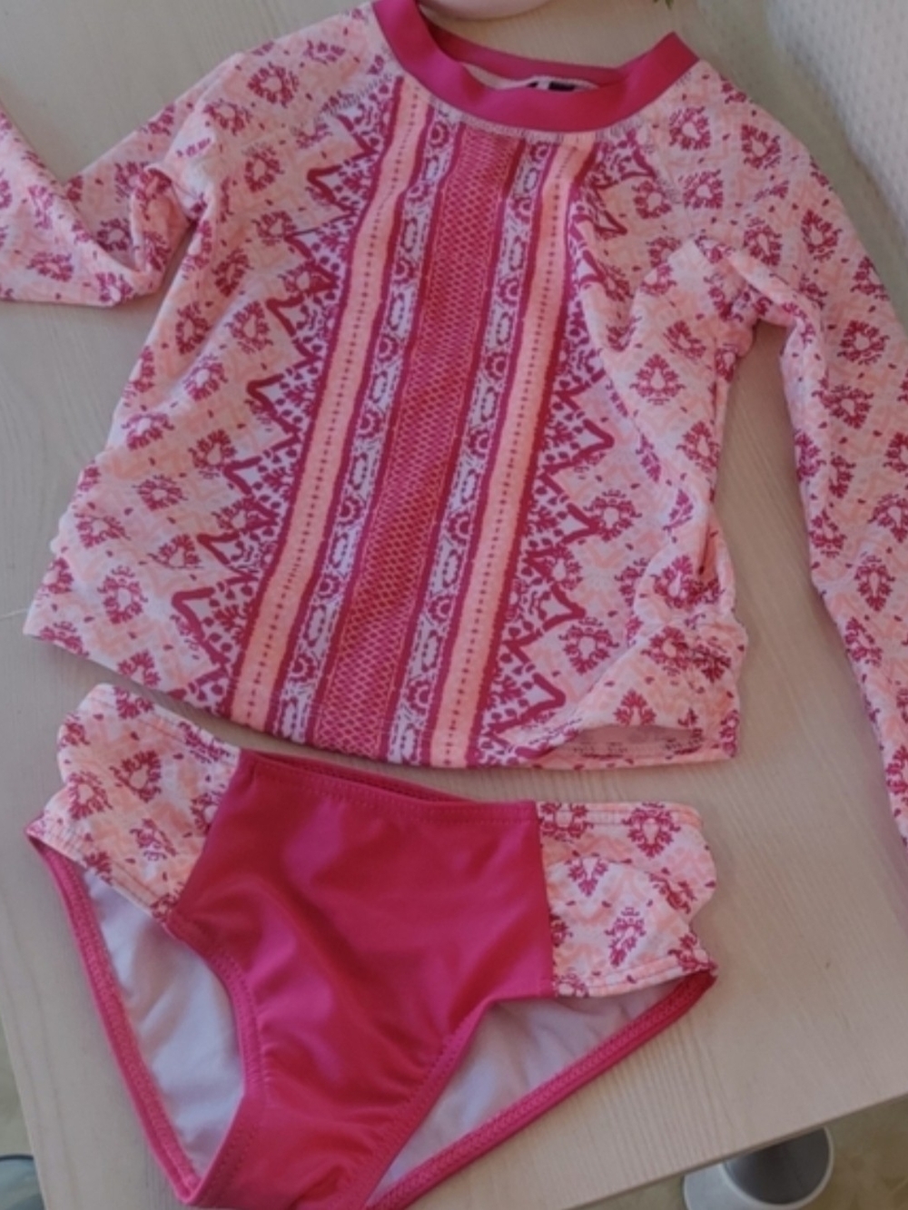 Aqua ET Sol Girls Pink 2 Piece Rash Guard Bikini Bottom Size 4